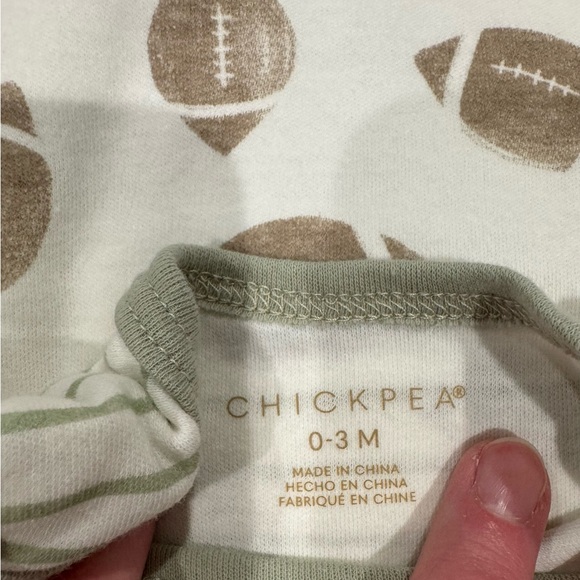 Chick Pea Green and Cream Football Onesie - Picture 3 of 3
